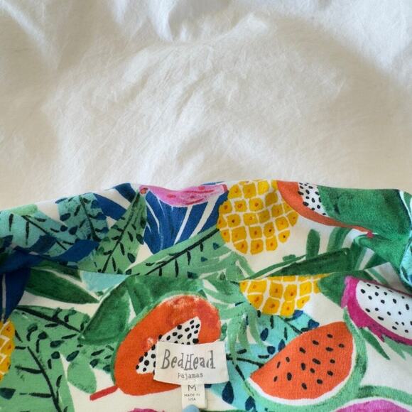 Bedhead Pajamas Multicolor Tropical Fruit Print Shirt Size M Cotton Lounge - Picture 3 of 5